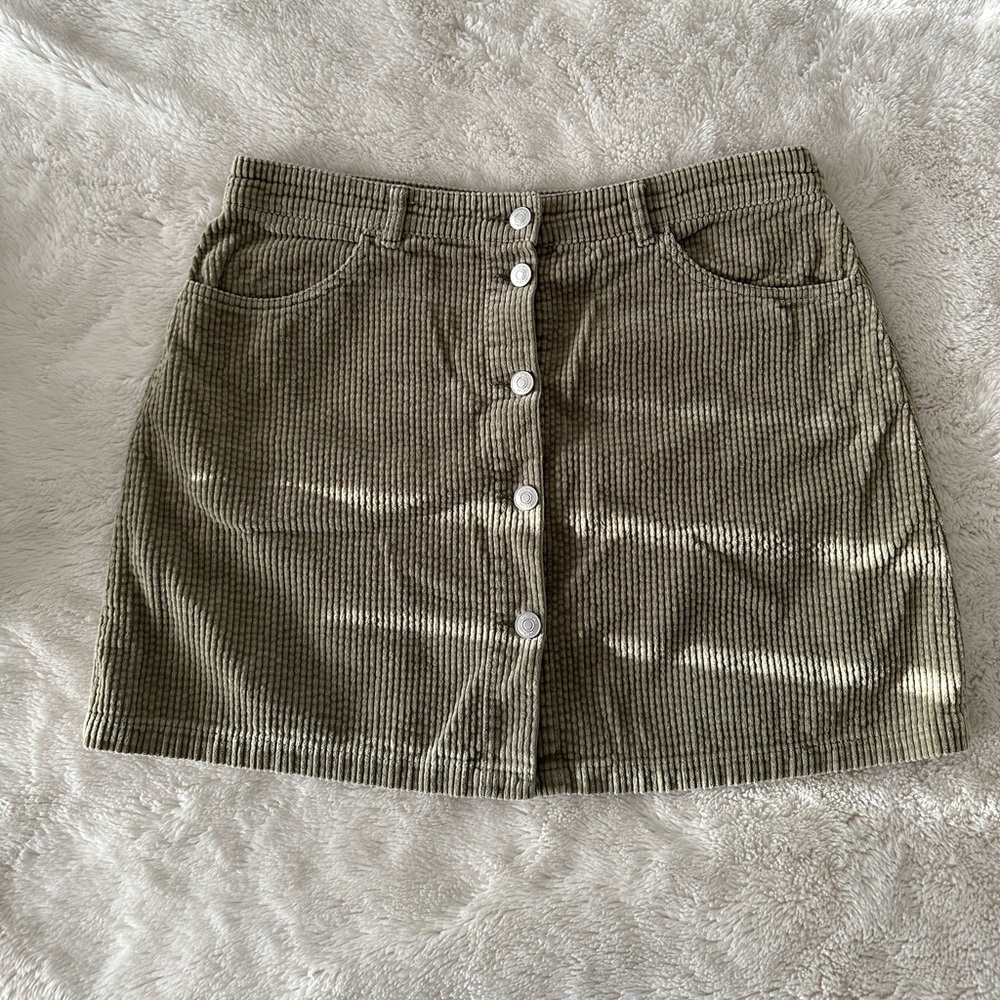 Zara Corduroy Olive Green Skirt